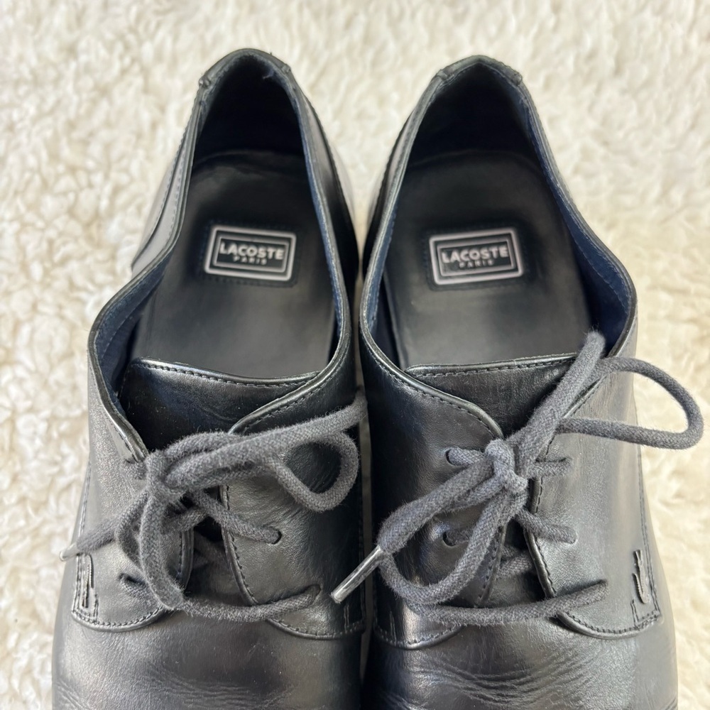 Lacoste Henri CLM Black Leather Derby Lace-Up Shoes size 11 - Picture 5 of 12